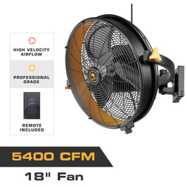 MULE Wet-Rated Garage Wall Fan XL with Remote