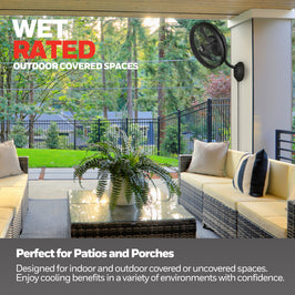 Honeywell Wet-Rated Wall-Mount Oscillating Fan with Remote