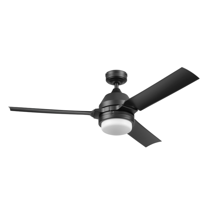 54" Honeywell Port Isle Matte Black Ceiling Fan with Light and Remote