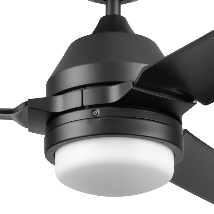 54" Honeywell Port Isle Matte Black Ceiling Fan with Light and Remote